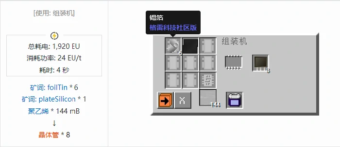 格雷科技社区版芯片合成表大全,我的世界