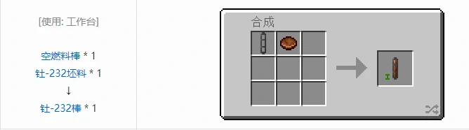 HBM的核科技模组燃料棒合成表大全,我的世界