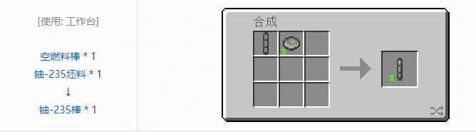 HBM的核科技模组燃料棒合成表大全,我的世界