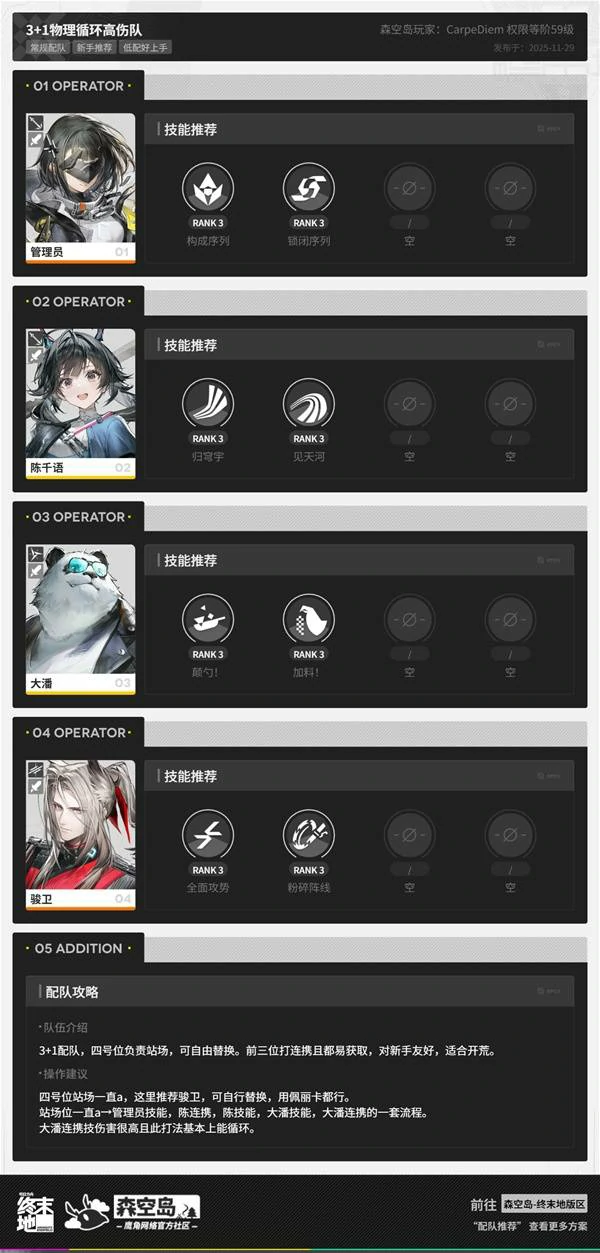 三测物理循环高伤队配队攻略,明日方舟