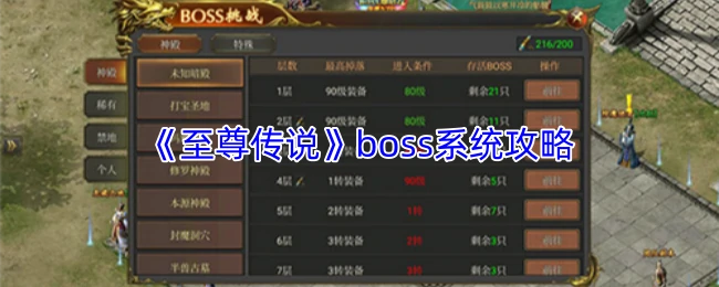 boss系统攻略