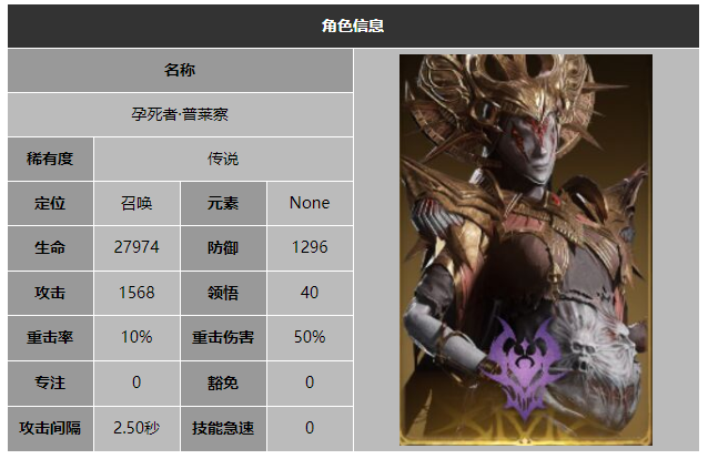 龙息神寂孕死者普莱察技能介绍