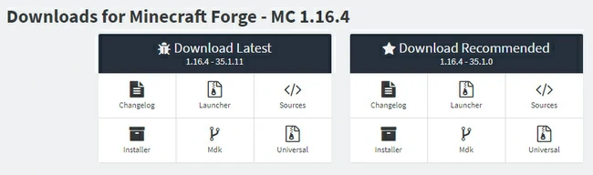Forge下载页面示意图