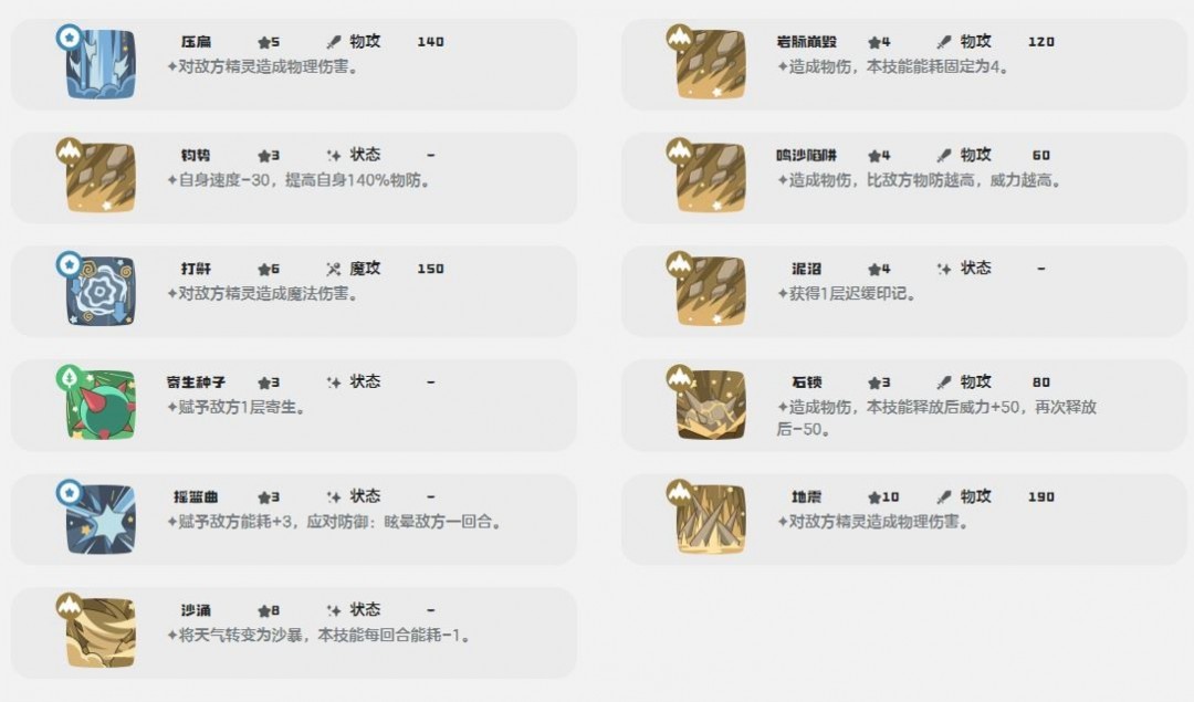 记忆石技能一览