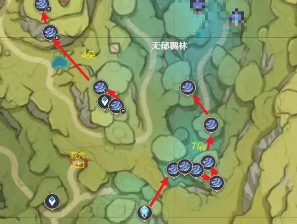原神树王圣体菇快速采集路线,原神