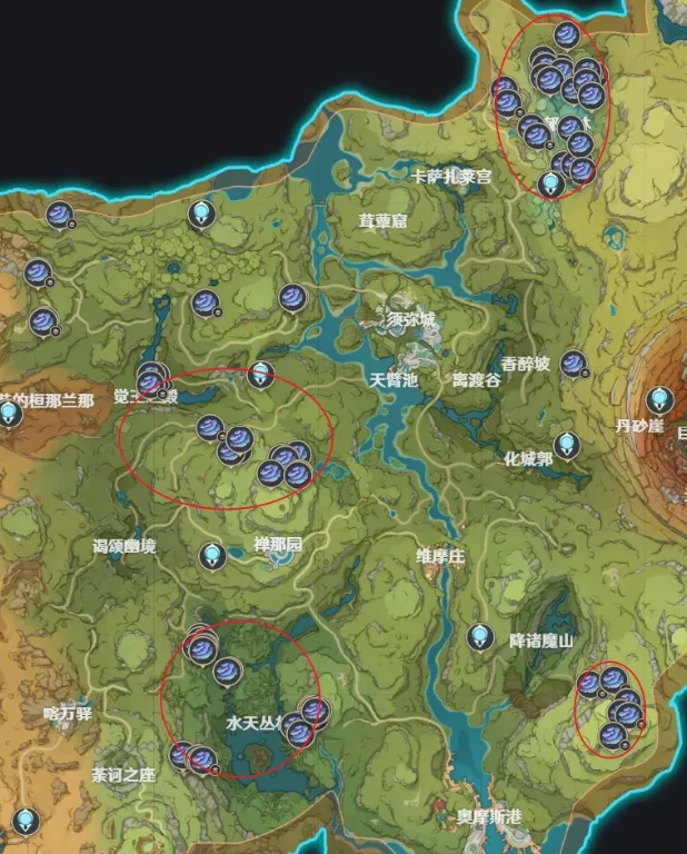 原神树王圣体菇快速采集路线,原神
