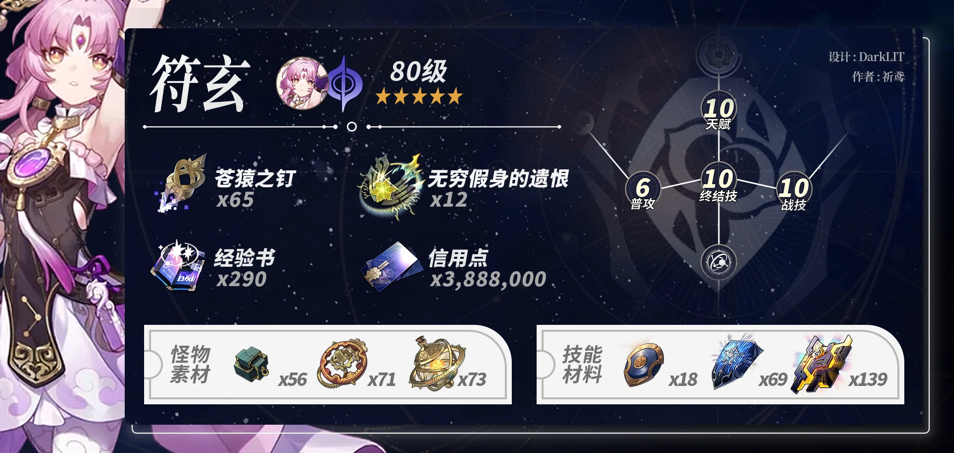 崩坏星穹铁道符玄养成材料一览,星穹铁道