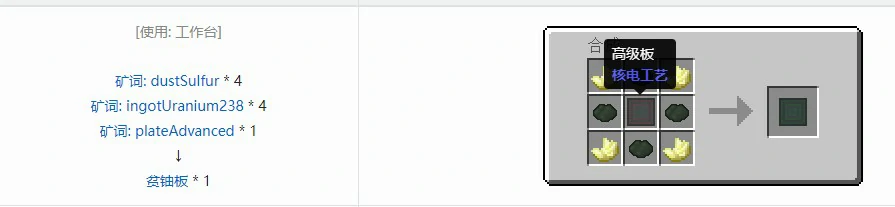 核电工艺零部件合成表大全,我的世界