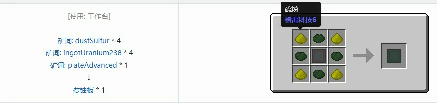 核电工艺零部件合成表大全,我的世界