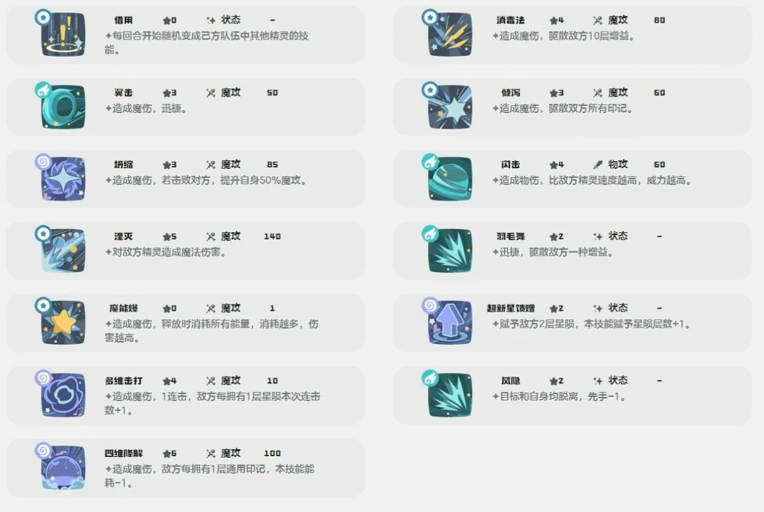 暮星辰技能一览