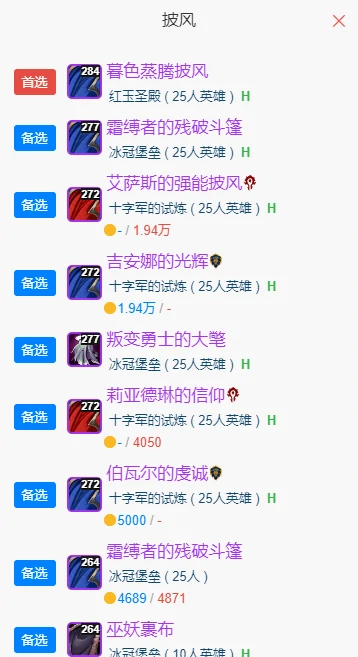 wlkP5霜火法BIS装备宝石附魔推荐,魔兽世界