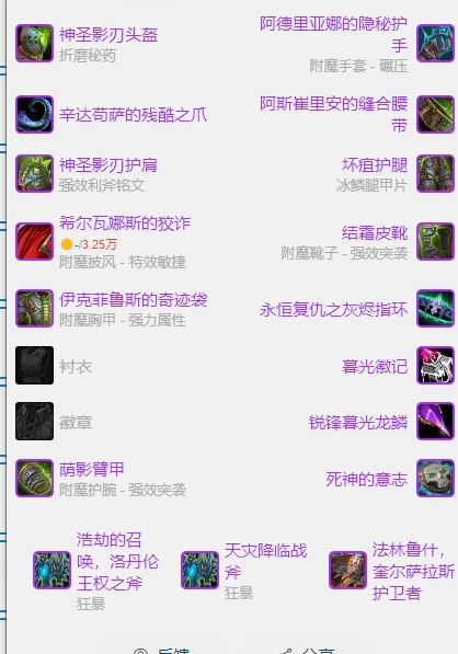 wlkP5战斗贼BIS装备宝石附魔推荐,魔兽世界