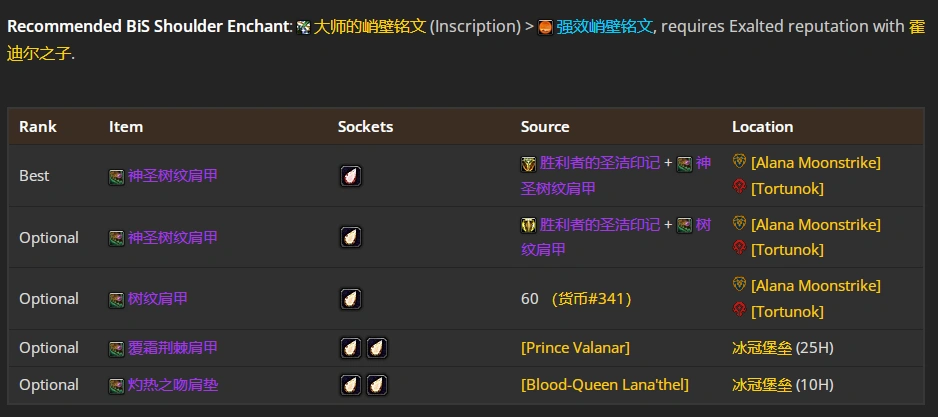 wlkP5奶德BIS装备宝石附魔推荐,魔兽世界