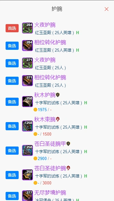 wlkP5奶德BIS装备宝石附魔推荐,魔兽世界