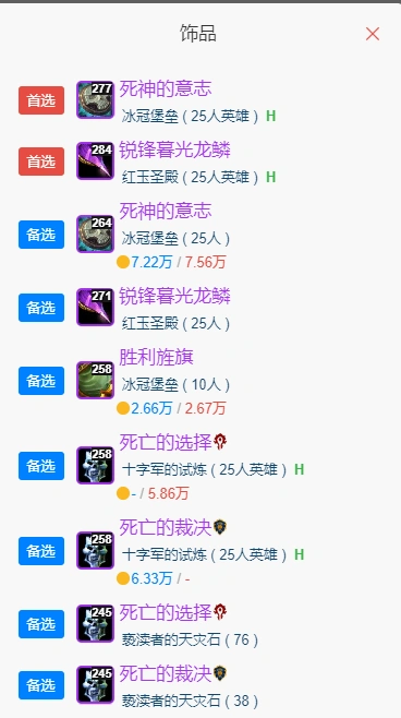 wlkP5血DKBIS装备宝石附魔推荐,魔兽世界