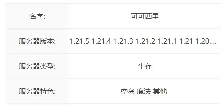 可可西里服务器一览2025,我的世界