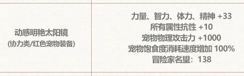 DNF动感明艳太阳镜属性一览,DNF