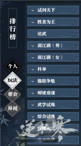 逆水寒排行榜介绍,逆水寒