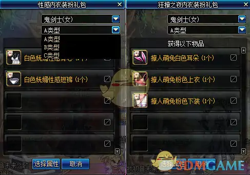 DNF狂撩之夜内衣装扮介绍,DNF