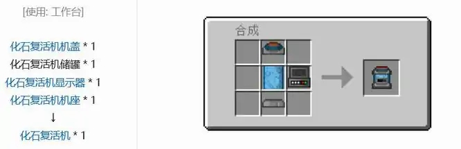 化石复活机合成表,我的世界