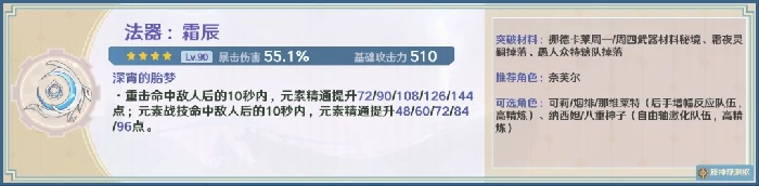 霜辰可以给谁用,原神