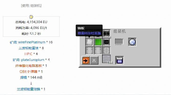 格雷科技社区版储电设备合成表大全我的世界