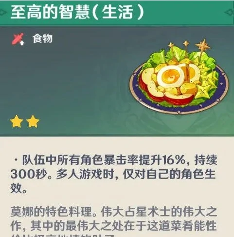 原神角色特殊料理有什么,原神