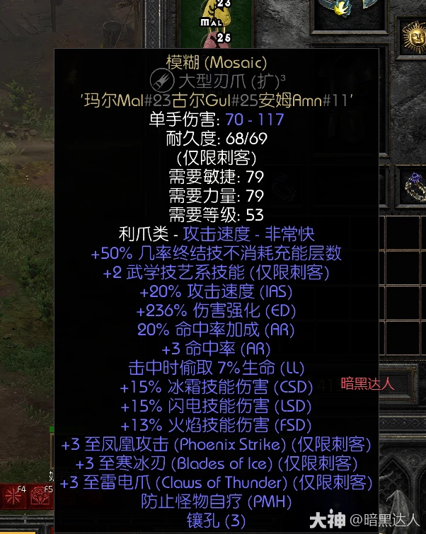 暗黑2马赛克刺客怎么玩