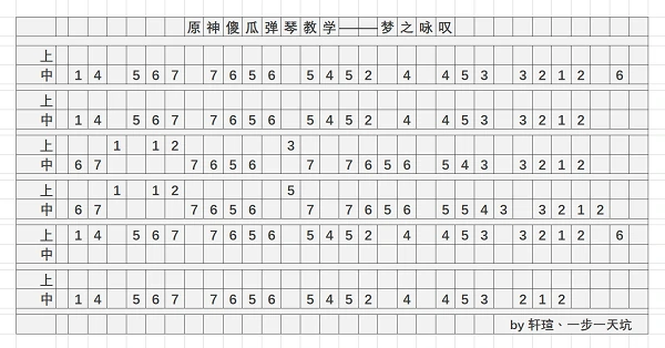 梦之咏叹琴谱一览,原神