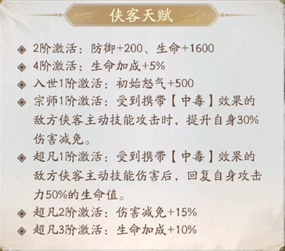 侠客职业属性介绍