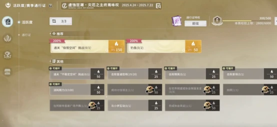 每周任务一览