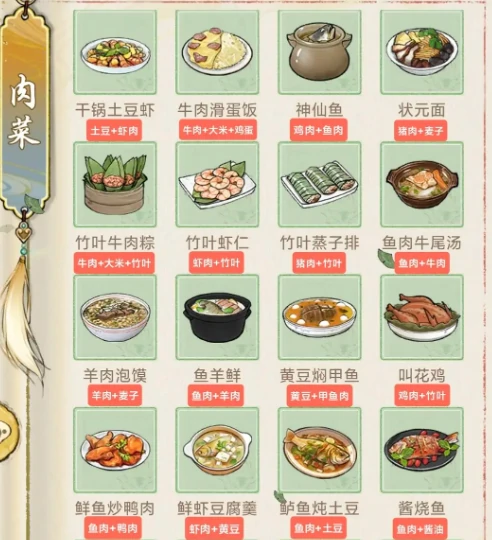 菜谱一览