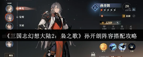 孙开朗阵容搭配攻略