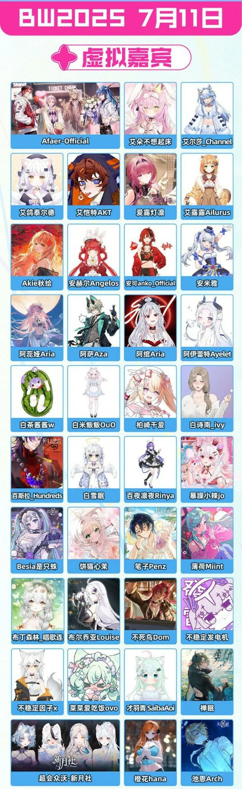 2025BW漫展嘉宾一览