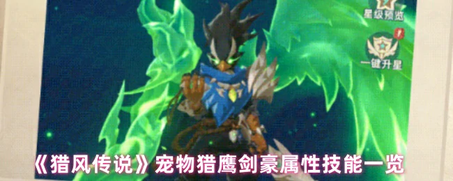 宠物猎鹰剑豪属性技能一览