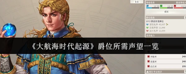 爵位所需声望一览