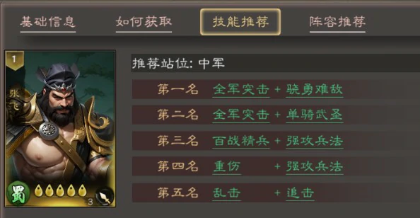 张飞技能推荐搭配