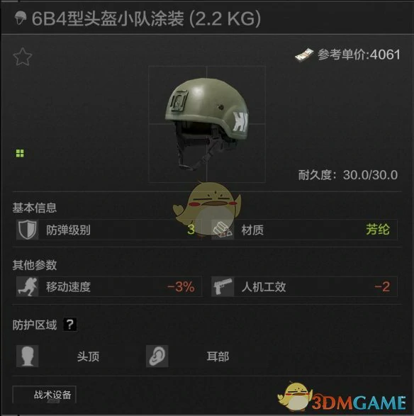 6B4型头盔小队涂装属性一览