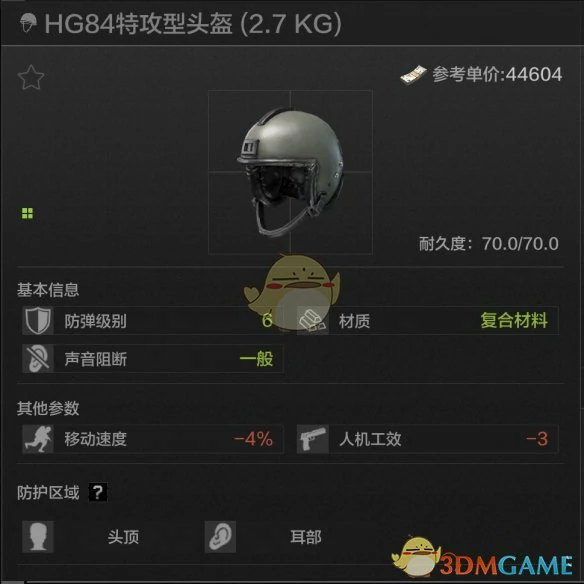 HG84特攻型头盔属性一览