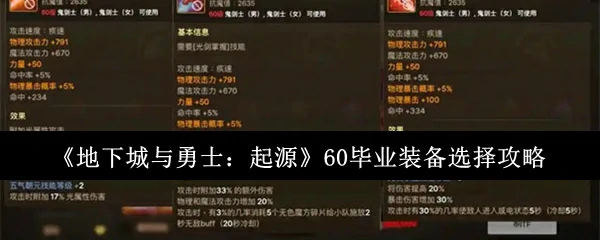 60毕业装备选择攻略