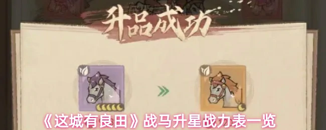 战马升星战力表一览