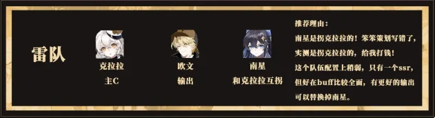 雷队搭配攻略