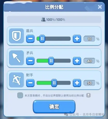 无尽冬日兵种比例,无尽冬日比例分配