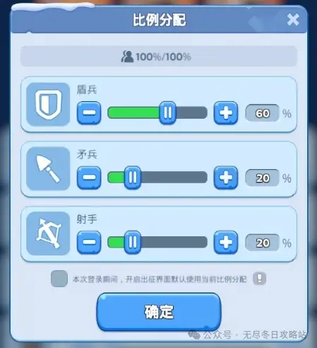 无尽冬日兵种比例,无尽冬日比例分配