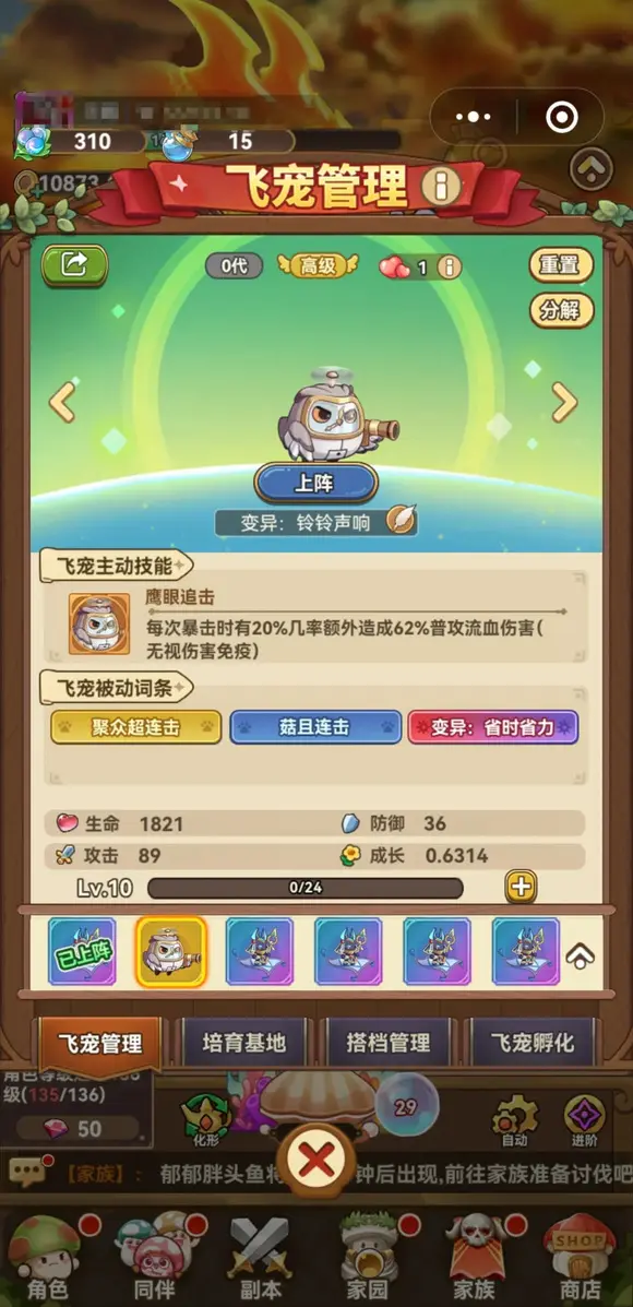 冒险大作战飞宠专属被动,冒险大作战飞宠被动词条