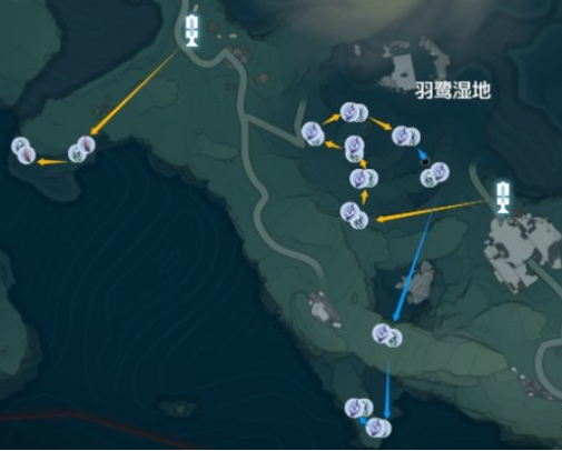 鸣潮紫晶簇怎么速刷,鸣潮紫晶簇快速采集路线图,鸣潮