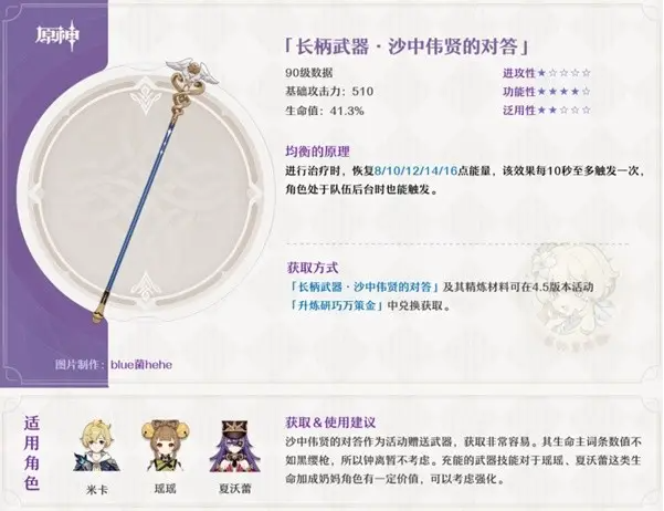 原神沙中伟贤的对答适合谁,原神沙中伟贤的对答适用角色分析,原神
