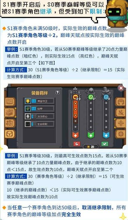 元气骑士前传s1赛季巅峰等级怎么继承,元气骑士前传s1赛季巅峰等级继承规则