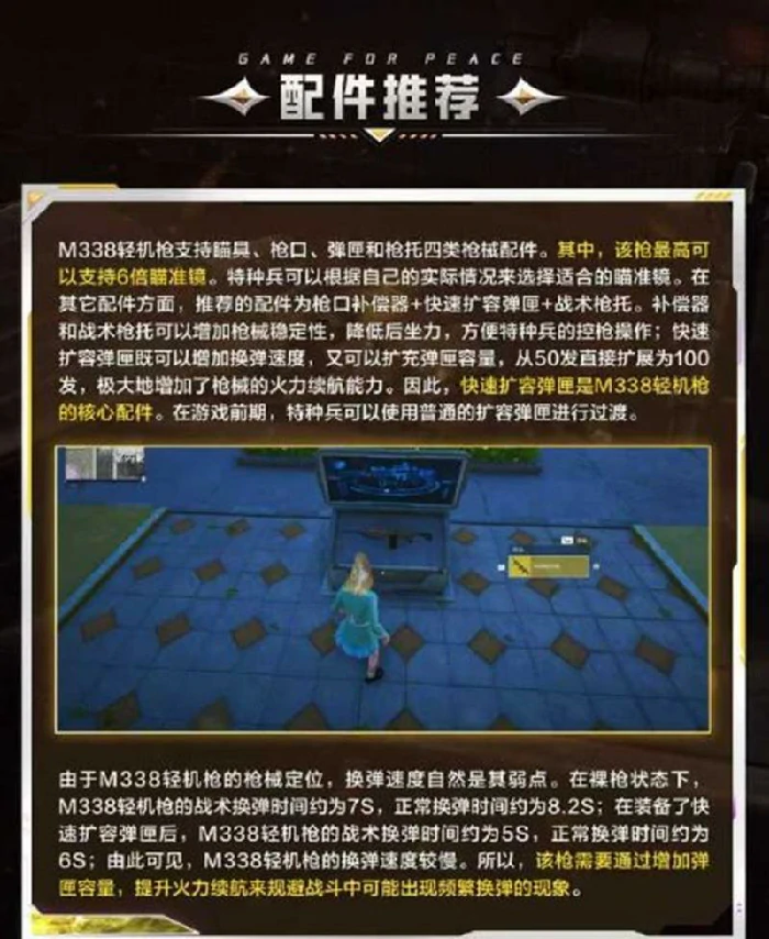 和平精英M338轻机枪配件推荐