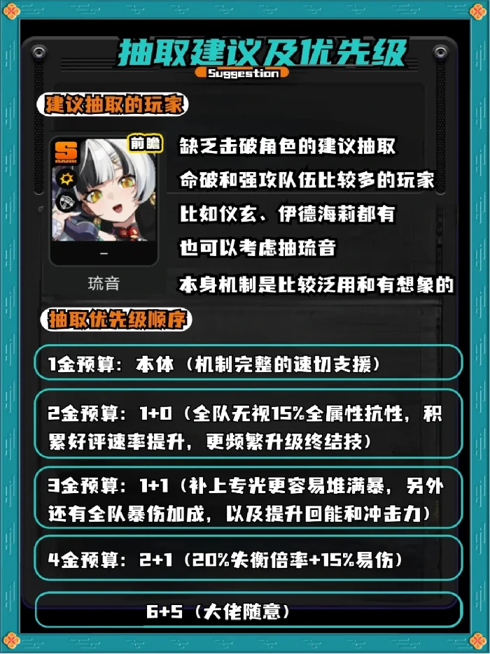 绝区零琉音抽取建议